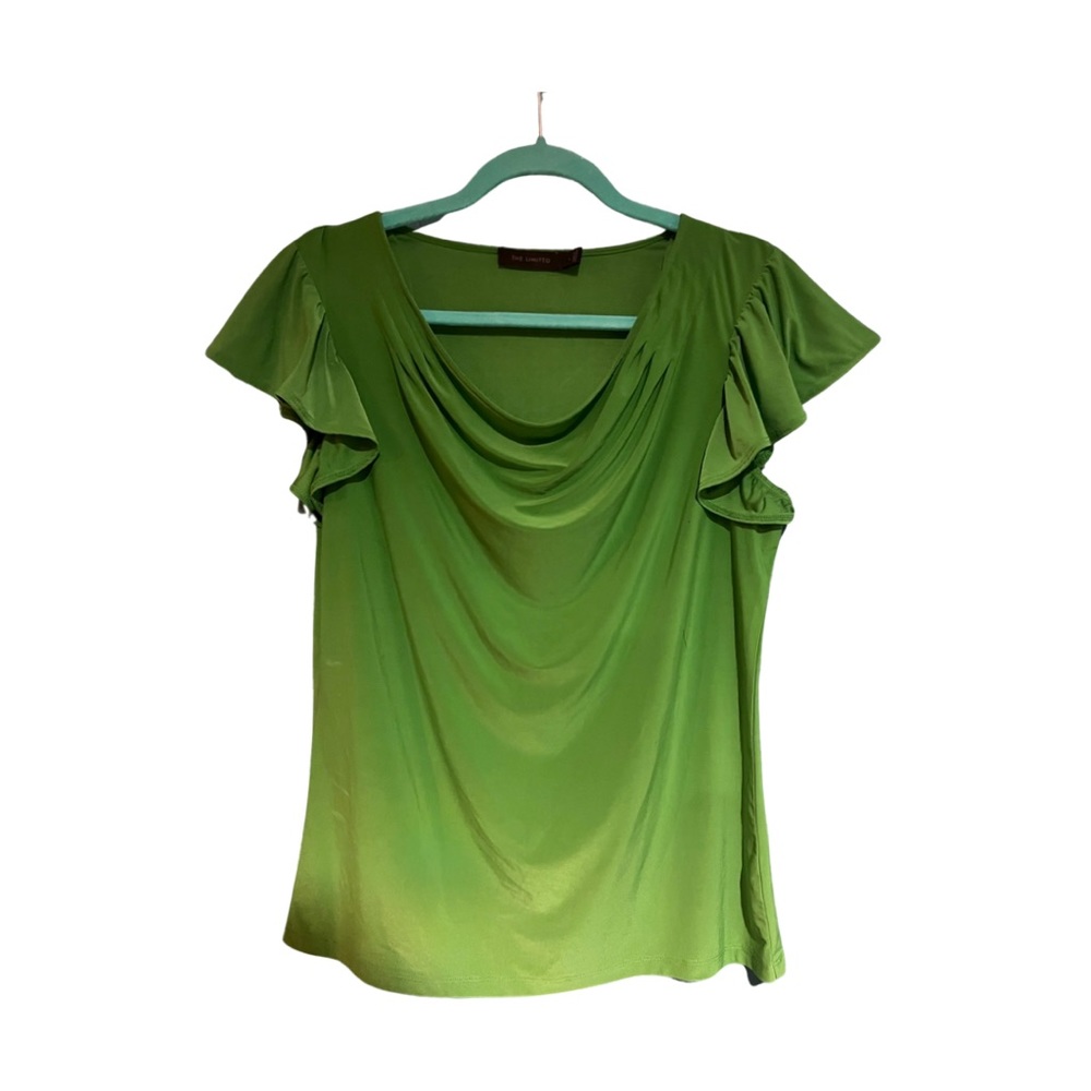 The Limited Bright Green Flutter Sleeve Top